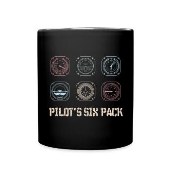 Pilot Flugzeug Fliegen Six Pack aircraft aviation - Tasse einfarbig - Schwarz - Vorne