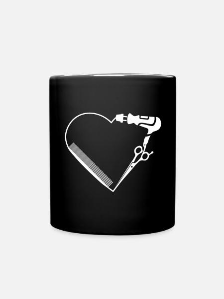Haarkammschere und Haartrockner - Tasse einfarbig - Schwarz