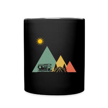 Camper Camping Campen Berge - Tasse einfarbig - Schwarz - Vorne