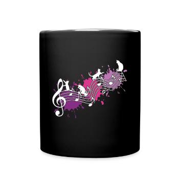 Drôle de chats De la musique de couleur - Mug uni - noir - Devant
