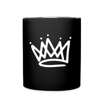 Emoji Krone Kronen Skizze weiß - Tasse einfarbig - Schwarz - Vorne