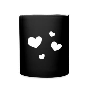 vier Herzen - Tasse einfarbig - Schwarz - Vorne