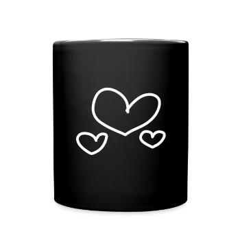 drei Herz - Tasse einfarbig - Schwarz - Vorne