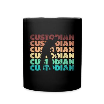 School Custodian Janitor Silhouette - Full Colour Mug - black - Front