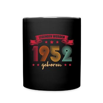 1952 Jahrgang 70. Geburtstag Geschenk - Tasse einfarbig - Schwarz - Vorne