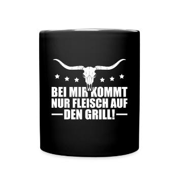 Fleisch auf den Grill Grillen Geschenke - Tasse einfarbig - Schwarz - Vorne