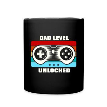 Dad Level unlocked unny Daddy Father Saying - Tasse einfarbig - Schwarz - Vorne