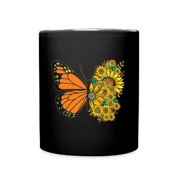Tournesol Papillon Floral Femmes Filles - Mug uni - noir - Devant