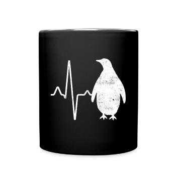 Pinguin Herzschlag - Tasse einfarbig - Schwarz - Vorne