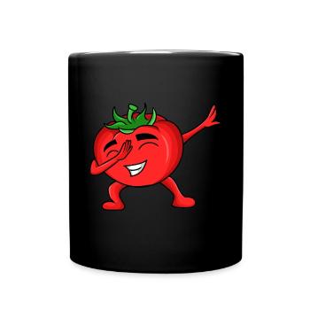 Lustiges Tomaten-Outfit - Tasse einfarbig - Schwarz - Vorne