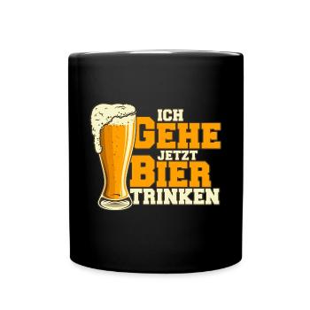 Bier trinken Saufen Party Urlaub Feiern Alkohol - Tasse einfarbig - Schwarz - Vorne