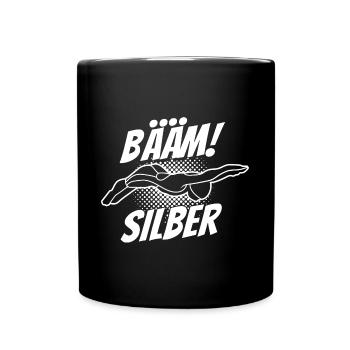 Silber Schwimmer Prüfung Silber Schwimmabzeichen - Tasse einfarbig - Schwarz - Vorne