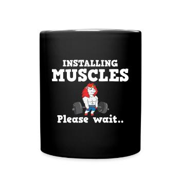 Einhorn Muskel Workout Fitness Training Sport - Tasse einfarbig - Schwarz - Vorne