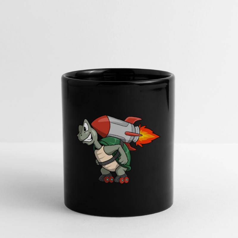 Cute turtle with roller skate and rocket backpack Full Colour Mug