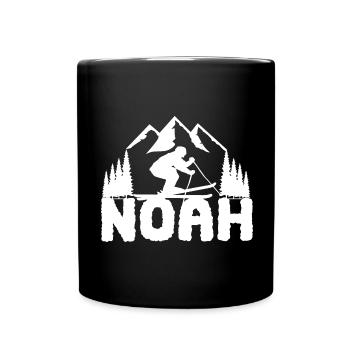 Ski skier First name Noah Name Skis Winter sports - Full Colour Mug - black - Front
