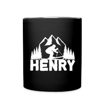 Skieur De ski Prénom Henry Prénom Skis Sports d’hiver - Mug uni - noir - Devant