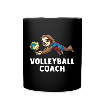 Volleyballtrainer Faultier - Lustige - Tasse einfarbig - Schwarz - Vorne