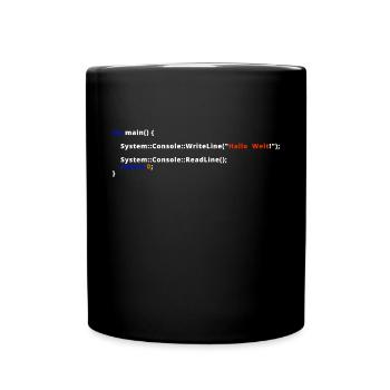 Programmierer Admin IT Code Nerd Hallo Welt EDV - Tasse einfarbig - Schwarz - Vorne