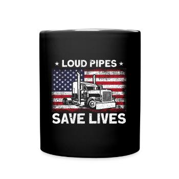 Trucker Fernfahrer Sattelzug Geschenk - Tasse einfarbig - Schwarz - Vorne