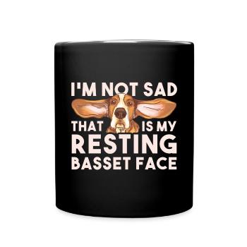 Basset Hound Gift - Full Colour Mug - black - Front