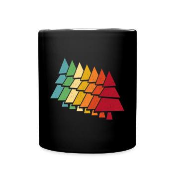 Retro Advent Elves Vintage Christmas Tree - Full Colour Mug - black - Front