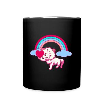 Rainbow Soft Kitten Children Toddler Baby - Full Colour Mug - black - Front