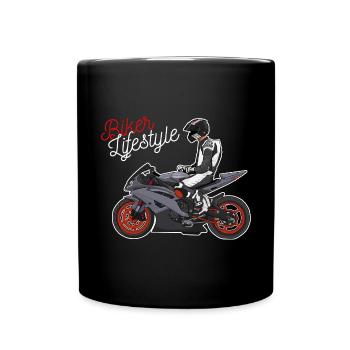 Motorcycle Lifestyle / Motorcycle / Motorcycle biker - Full Colour Mug - black - Front