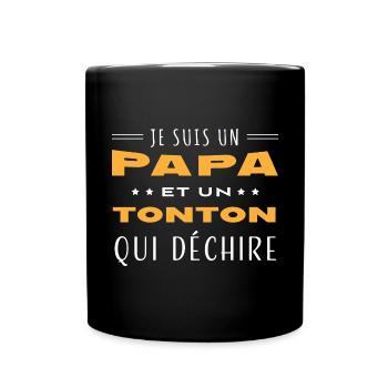 Papa et Tonton qui déchire homme humour oncle - Mug uni - noir - Devant