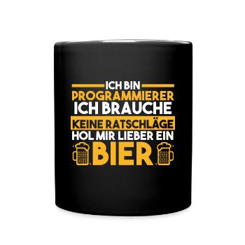 Programmieren Entwickler Coder Bier Programmierer - Tasse einfarbig - Schwarz - Vorne