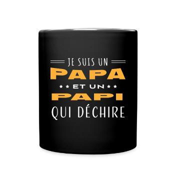 Papa et papi qui déchire homme humour grand-père - Mug uni - noir - Devant