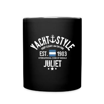 Yacht style Keep clear i am on fire, code Juliet - Full Colour Mug - black - Front