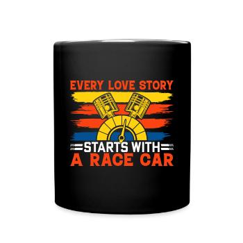 Chaque histoire d’amour commence avec une voiture de course - Mug uni - noir - Devant