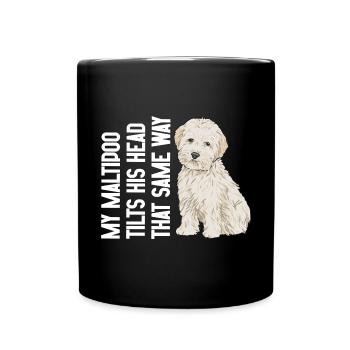 Maltipoo Hund - Tasse einfarbig - Schwarz - Vorne