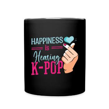 Glück ist, K-Pop zu hören | Herz-Hand-Symbol - Tasse einfarbig - Schwarz - Vorne