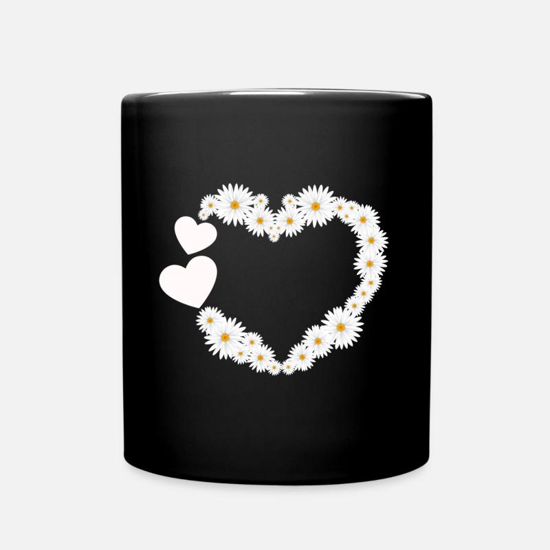 Gänseblümchen Blume Herz Frauen Gärtnerin - Tasse einfarbig - Schwarz