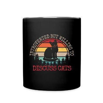 Introverti mais prêt à discuter des chats - Mug uni - noir - Devant