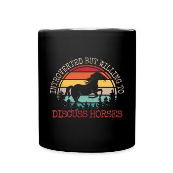 Introverti mais prêt à discuter des chevaux - Mug uni - noir - Devant