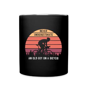 Never Underestimate The Old Guy On A Bicycle - Full Colour Mug - black - Front