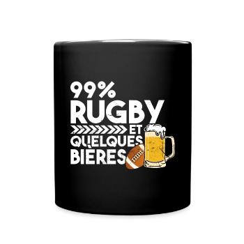 Rugby and beer - Full Colour Mug - black - Front