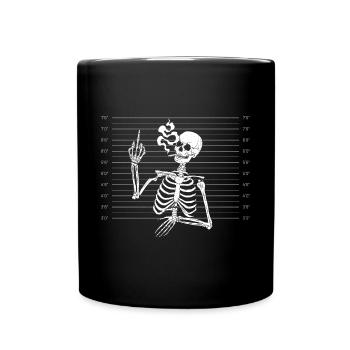 Rauchende Skelet Mugshot - Verbrecher-Foto - Tasse einfarbig - Schwarz - Vorne