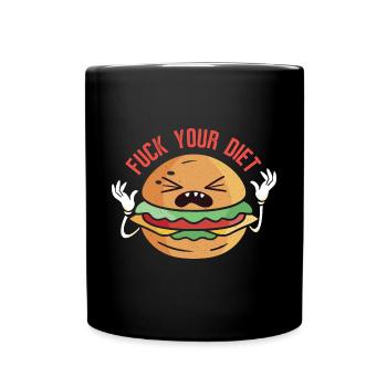 Keine Diät! Ich liebe Essen - Tasse einfarbig - Schwarz - Vorne