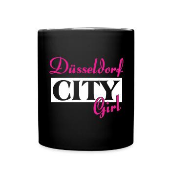 Düsseldorf City Girl Städtenamen Outfit - Tasse einfarbig - Schwarz - Vorne