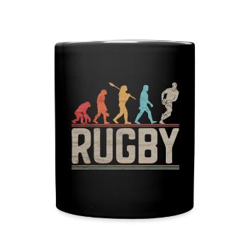 Evolution Man Rugby Spaß für Rugbyspieler - Tasse einfarbig - Schwarz - Vorne