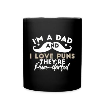 Ich bin ein Vater und ich liebe Wortspiele - Tasse einfarbig - Schwarz - Vorne