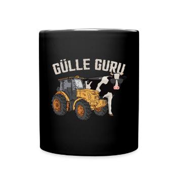 Cow Tractor Funny Farmer Manure - Full Colour Mug - black - Front