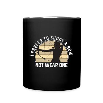 Lustiger Bogensport Spruch Bogenschießen - Tasse einfarbig - Schwarz - Vorne