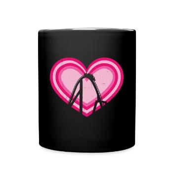 Theme Park Vacation Retro Vintage Heart Roller Coa - Full Colour Mug - black - Front