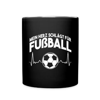 Mein Herz Schlägt Für Fußball - Tasse einfarbig - Schwarz - Vorne
