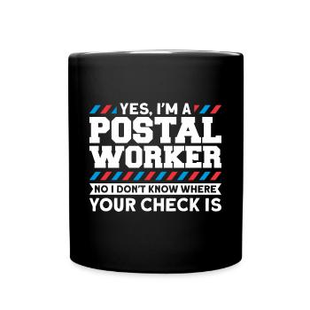 Postbote Briefträger Brief Paketdienst Geschenk - Tasse einfarbig - Schwarz - Vorne