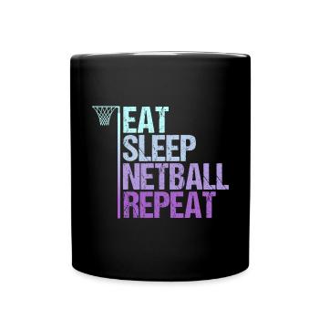 Netball Lustiger Netballspieler - Tasse einfarbig - Schwarz - Vorne